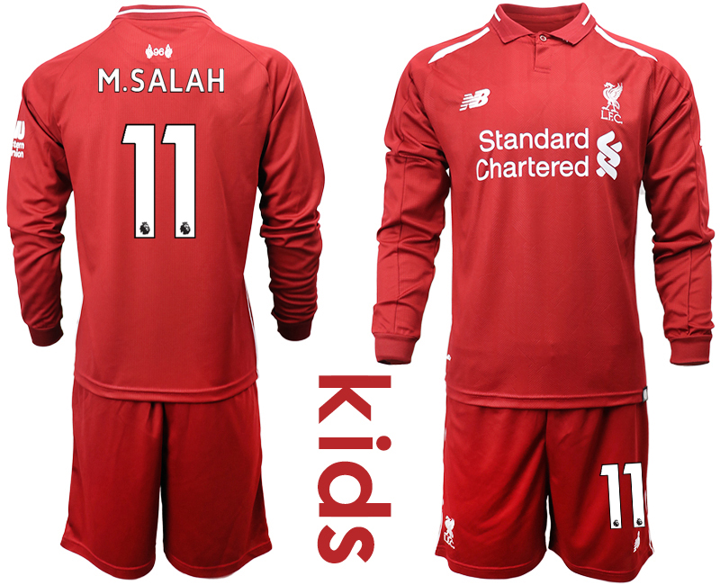 2018_2019 Club Liverpool  home long sleeves Youth #11 soccer jerseys
